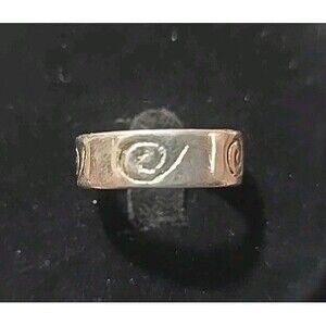 Silver Tone Etched Band Sz 8